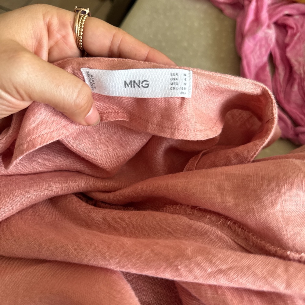 Linen mango puff ruffle dress - Picture 5 of 7